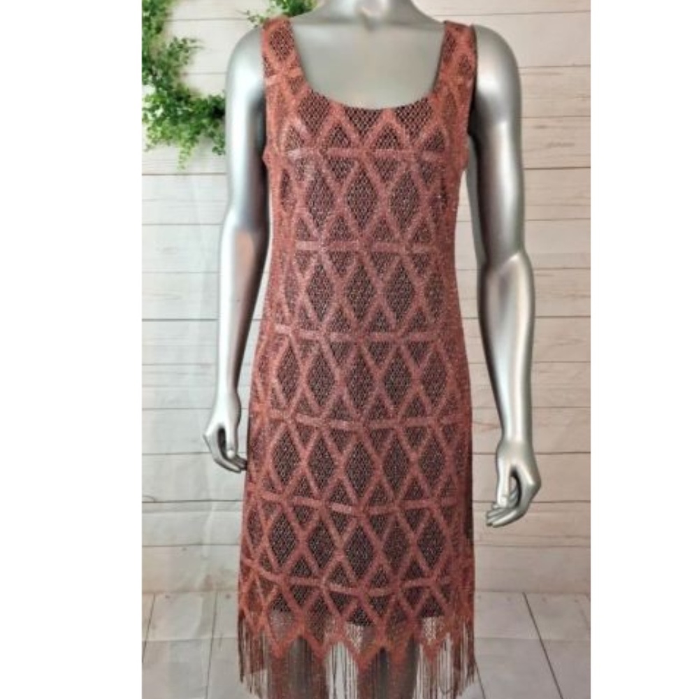SL Fashions Size 10 Crochet Fringe Boho Dress
